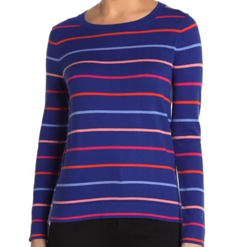 J.Crew Multicolor Stripe Print Indigo Sweater
